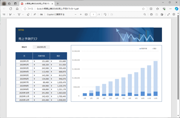 ブラウザでファイルが開いた例