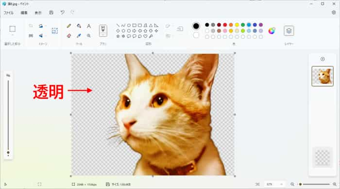 背景を透明化した状態